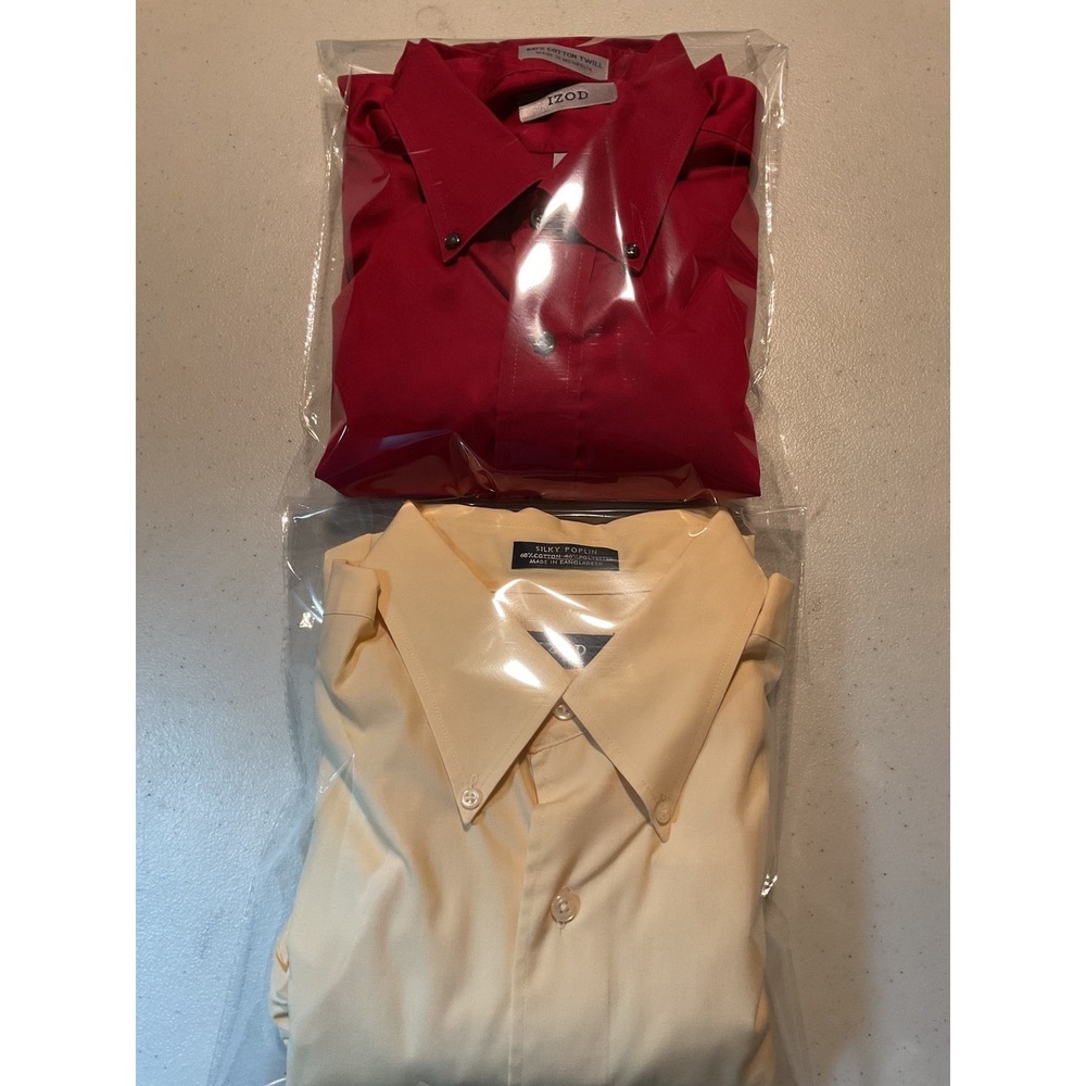 2‎ IZOD Mens Red  Cotton Twill Easy Care Button Down Shirt Large 16.5 34/35